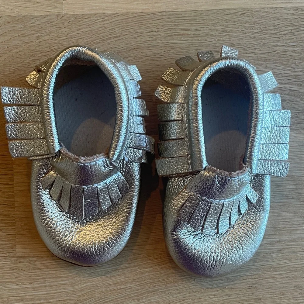 Gold Kids Moccasins